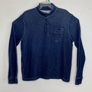 LUCKY BRAND True Indigo Pullover Ribbed Sweater Size L